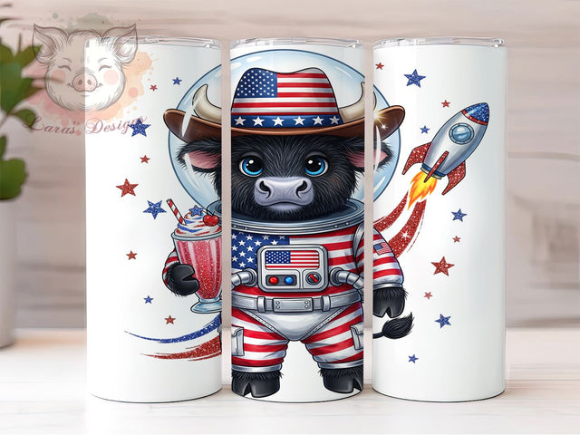 Funny Highland Cow Astronaut Patriotic Tumbler, Funny Highland Cow Wrap, Astronaut Cow Tumbler, Baby Cow Tumbler Design, Patriotic Tumbler Wrap, Cute Cow Sublimation Sublimation Lara' s Designs 