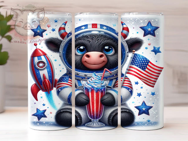Funny Highland Cow Astronaut Patriotic Tumbler, Funny Highland Cow Wrap, Astronaut Cow Tumbler, Baby Cow Tumbler Design, Patriotic Tumbler Wrap, Cute Cow Sublimation Sublimation Lara' s Designs 