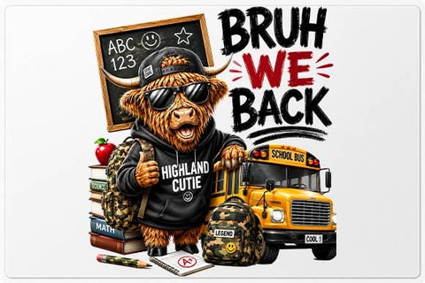 Funny Highland Cow Back to School PNG | Bruh We Back Digital Download SVG BillahCrafts 