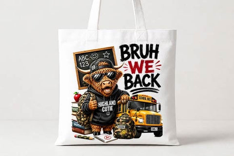 Funny Highland Cow Back to School PNG | Bruh We Back Digital Download SVG BillahCrafts 