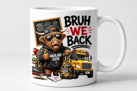 Funny Highland Cow Back to School PNG | Bruh We Back Digital Download SVG BillahCrafts 