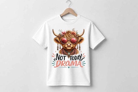 Funny Highland Cow PNG | Not Today Drama Sublimation Download SVG BillahCrafts 