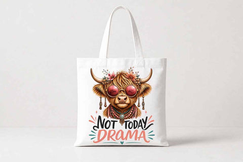 Funny Highland Cow PNG | Not Today Drama Sublimation Download SVG BillahCrafts 