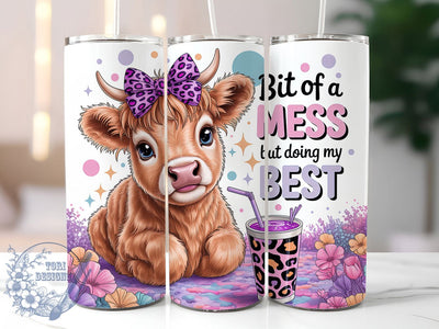 Funny Highland Cow Tumbler, Funny Quote Tumbler, Stylish 20oz Wrap, Sublimation Design, Trendy Gift Idea, Cow Print Wrap, Rustic Humor Tumbler Sublimation ToriDesigns 
