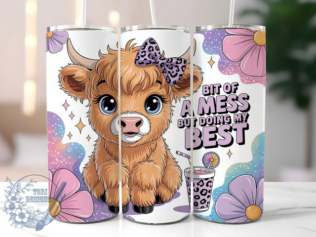 Funny Highland Cow Tumbler, Funny Quote Tumbler, Stylish 20oz Wrap, Sublimation Design, Trendy Gift Idea, Cow Print Wrap, Rustic Humor Tumbler Sublimation ToriDesigns 