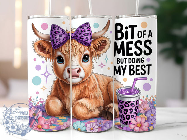 Funny Highland Cow Tumbler, Funny Quote Tumbler, Stylish 20oz Wrap, Sublimation Design, Trendy Gift Idea, Cow Print Wrap, Rustic Humor Tumbler Sublimation ToriDesigns 