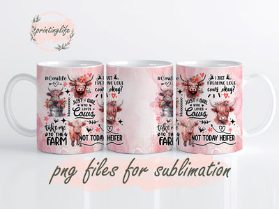 Funny Highland Cow Valentine Breath Dragonfly Mug Wrap Design, Instant Digital Design Download Mug Wrap Design, Mug Design PNG Sublimation PrintingLife 