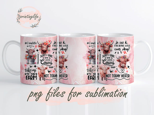 Funny Highland Cow Valentine Breath Dragonfly Mug Wrap Design, Instant Digital Design Download Mug Wrap Design, Mug Design PNG Sublimation PrintingLife 