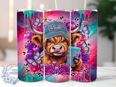 Funny Highland Sassy Cow 20oz Tumbler, Sassy Cow, Caramel Orange Fur, Sparkling Eyes, Tongue Out, Skinny Tumbler, Sublimation PNG Sublimation ToriDesigns 