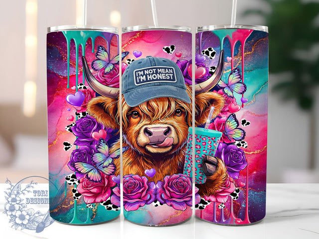 Funny Highland Sassy Cow 20oz Tumbler, Sassy Cow, Caramel Orange Fur, Sparkling Eyes, Tongue Out, Skinny Tumbler, Sublimation PNG Sublimation ToriDesigns 