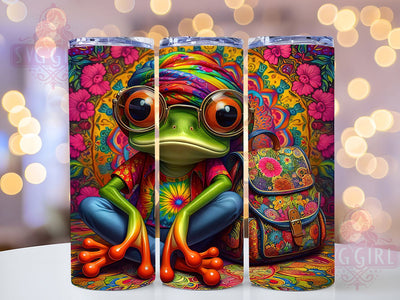 Funny Hippie Frog 20oz Tumbler, Funny Gift, Sublimation Wrap, Hippie Mug, 20oz Tumbler Design, Cartoon Frog Art, Humor Theme Sublimation ToriDesigns 