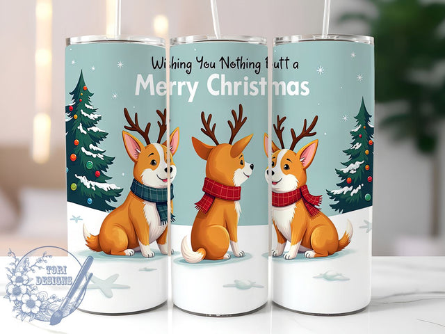 Funny Holiday Dog Butt 20oz Skinny Tumbler PNG, Christmas Dog Tumbler Sublimation Wrap, Straight & Tapered Tumbler Wrap, Instant Digital Download Sublimation ToriDesigns 