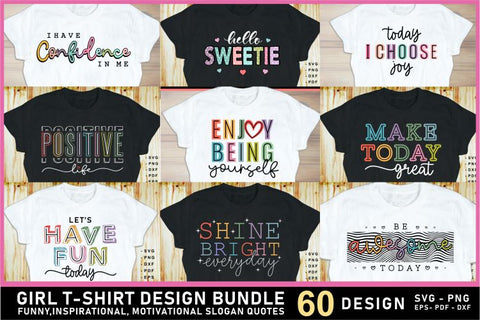 Funny Inspirational motivational slogan quotes SVG, Positive Vibes for Girl or Woman T shirt Design Bundle SVG D2PUTRI Designs 