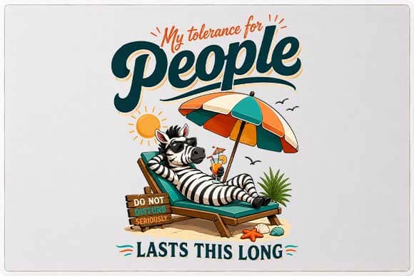 Funny Introvert PNG My Tolerance For People Zebra Sublimation Design SVG BillahCrafts 