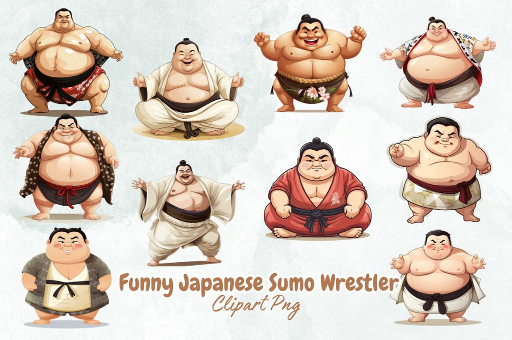 Funny Japanese Sumo Wrestler Sublimation Bundle - So Fontsy