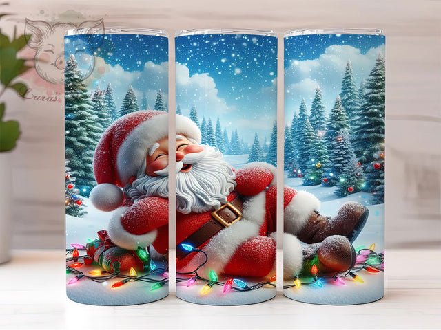 Funny Jolly Santa Christmas Tumbler, Comical Christmas Wrap, Silly Holiday Sublimation, Santa Humor Cup, 20Oz Skinny Tumbler Wrap, Jolly Santa Mug, Festive Funny Design Sublimation Lara' s Designs 