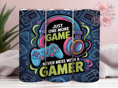 Funny Just One More Game Tumbler, Funny Gaming Sublimation Design, Just One More Game Art, 20oz Gamer Tumbler, Whimsical Gaming Mug, Neon Gamer Cup, Humorous Gaming Wrap Sublimation Li Zamperini 