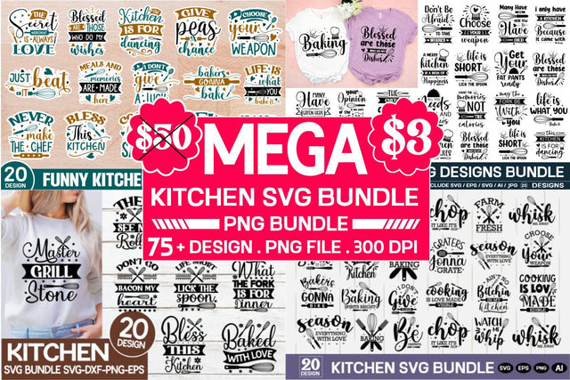 Funny Kitchen Svg Bundle,75 Design ,Funny Kitchen Mug Svg Bundle, Kitchen Vector bundle,SVGs,Quotes and Sayings,Food & Drink,On Sale, Print & Cut SVG designmaster24 