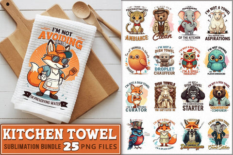 Funny Kitchen Towel PNG Bundle Sublimation Shetara Begum 