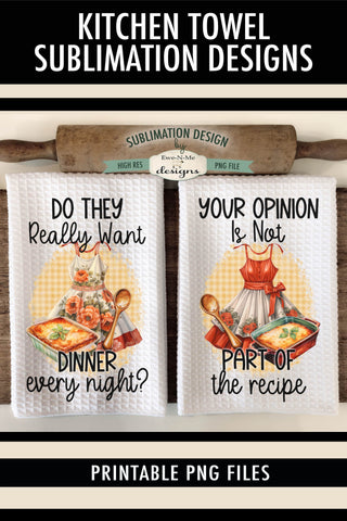 Funny Kitchen Towel Sublimation Designs with Vintage Aprons Sublimation Ewe-N-Me Designs 