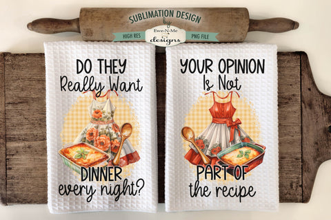 Funny Kitchen Towel Sublimation Designs with Vintage Aprons Sublimation Ewe-N-Me Designs 