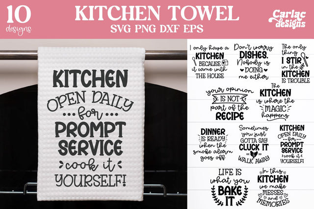 Funny Kitchen Towel SVG and Sublimation Bundle SVG Carla C Designs 