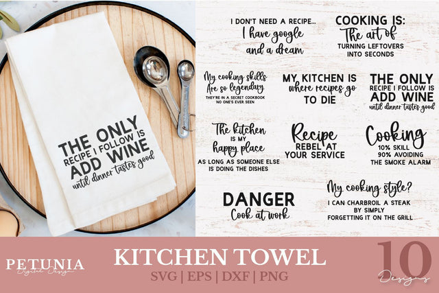 Funny Kitchen Towel SVG Bundle | Kitchen SVG Bundle SVG Petunia Digital Design 