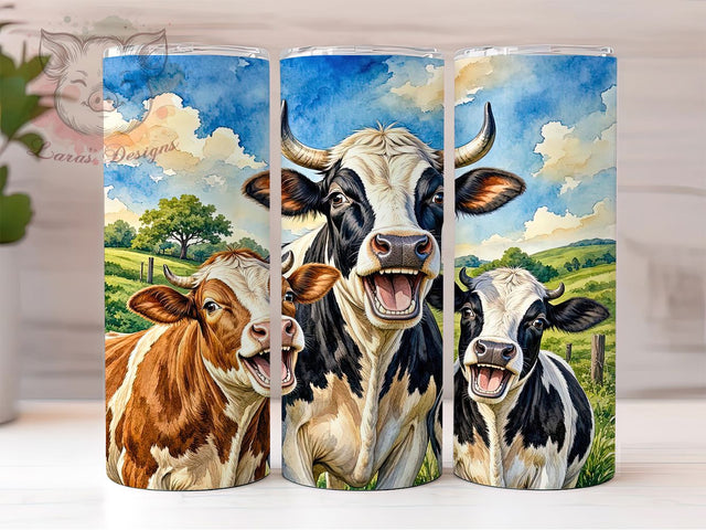 Funny Laughing Cows Farmhouse 20oz Tumbler, Laughing Cows, Farmhouse Design, Rustic Theme, Sublimation Wrap, 20oz Tumbler, Whimsical Aesthetic, Country Charm Sublimation Lara' s Designs 