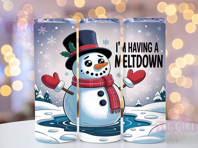 Funny Meltdown Snowman Christmas Tumbler, Meltdown Christmas Wrap, Holiday Humor Sublimation, Festive Snowman Cup, 20Oz Skinny Tumbler Wrap, Cute Christmas Mug, Sarcastic Holiday Design Sublimation SvggirlplusArt 