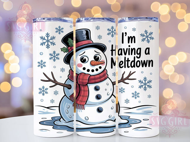 Funny Meltdown Snowman Christmas Tumbler, Meltdown Christmas Wrap, Holiday Humor Sublimation, Festive Snowman Cup, 20Oz Skinny Tumbler Wrap, Cute Christmas Mug, Sarcastic Holiday Design Sublimation SvggirlplusArt 