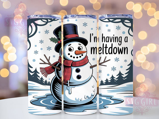 Funny Meltdown Snowman Christmas Tumbler, Meltdown Christmas Wrap, Holiday Humor Sublimation, Festive Snowman Cup, 20Oz Skinny Tumbler Wrap, Cute Christmas Mug, Sarcastic Holiday Design Sublimation SvggirlplusArt 