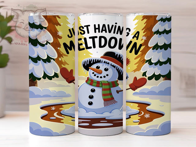 Funny Meltdown Snowman Tumbler, Funny Winter Snowman, Humorous Snowman Tumbler, 20Oz Wrap Design, Winter Sublimation, Funny Holiday Art, Silly Snowman Theme Sublimation Lara' s Designs 