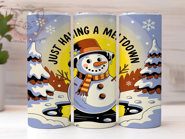 Funny Meltdown Snowman Tumbler, Funny Winter Snowman, Humorous Snowman Tumbler, 20Oz Wrap Design, Winter Sublimation, Funny Holiday Art, Silly Snowman Theme Sublimation Lara' s Designs 