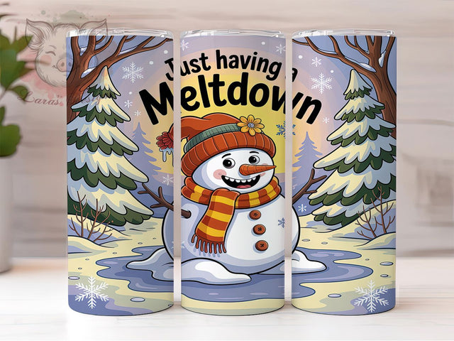 Funny Meltdown Snowman Tumbler, Funny Winter Snowman, Humorous Snowman Tumbler, 20Oz Wrap Design, Winter Sublimation, Funny Holiday Art, Silly Snowman Theme Sublimation Lara' s Designs 