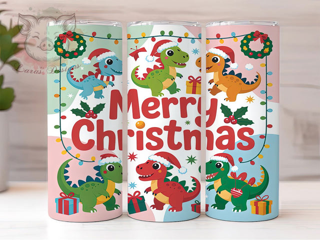 Funny Merry Rexmas Christmas Tumbler, Funny Dinosaur Wrap, Merry Rexmas Sublimation, Silly Holiday Cup, 20Oz Skinny Tumbler Wrap, Festive Dino Mug, Comical Christmas Design Sublimation Lara' s Designs 