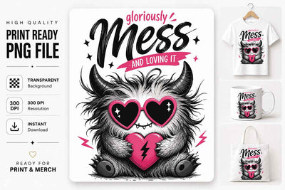 Funny Mess Quote PNG – Cute Chaos Monster Sublimation PNG Digital Download SVG BillahCrafts 