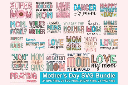 Funny Mom Mama Mother Day Sublimation T-shirt Designs Laser Cut Files Bundle SVG CreativeArt 
