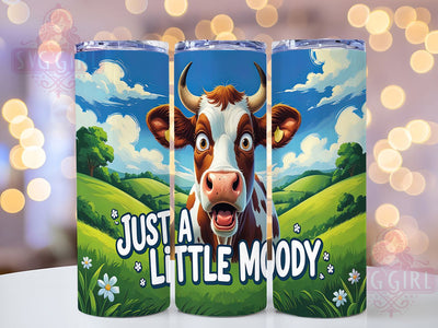 Funny Moody Cow 20oz Sassy Farm Tumbler Wrap, Farm Animal Sublimation, Sassy Cow 20oz Design, Just a Little Moody Tumbler, Whimsical Cow Print, Cute Farm Life Tumbler Sublimation SvggirlplusArt 