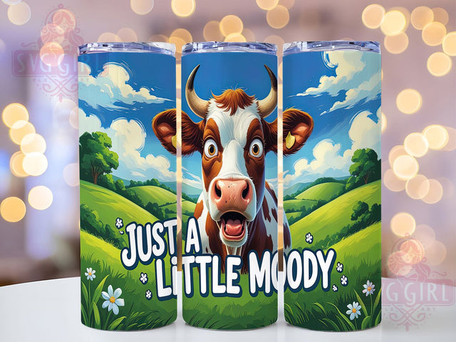 Funny Moody Cow 20oz Sassy Farm Tumbler Wrap, Farm Animal Sublimation, Sassy Cow 20oz Design, Just a Little Moody Tumbler, Whimsical Cow Print, Cute Farm Life Tumbler Sublimation SvggirlplusArt 