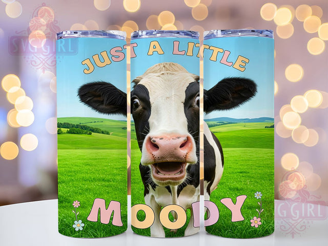 Funny Moody Cow 20oz Sassy Farm Tumbler Wrap, Farm Animal Sublimation, Sassy Cow 20oz Design, Just a Little Moody Tumbler, Whimsical Cow Print, Cute Farm Life Tumbler Sublimation SvggirlplusArt 