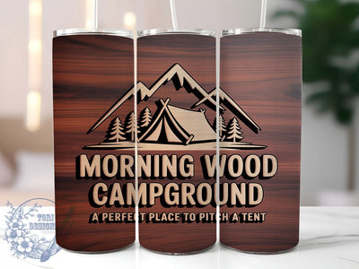 Funny Morning Wood Camping Tumbler, Morning Wood Wrap, Humorous Camping Sublimation Design, Outdoor Adventure Cup, 20Oz Skinny Tumbler Wrap, Rustic Camping Mug, Wilderness Humor Design Sublimation ToriDesigns 