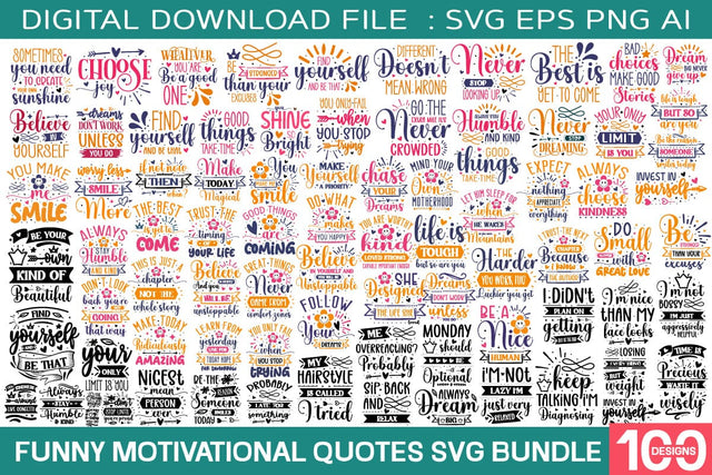 Funny Motivational quotes svg bundle/ 100 designs SVG designmaster24 