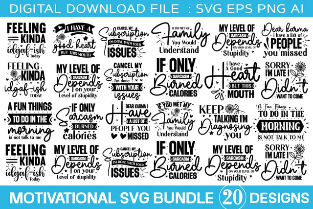 Funny Motivational Svg Bundle SVG designmaster24 