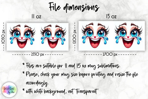 Funny Mug Wrap Sublimation with Cartoon Face Sublimation Designs by Ira 