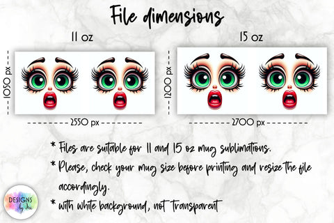 Funny Mug Wrap Sublimation with Cartoon Face Sublimation Designs by Ira 