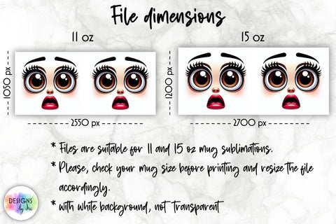Funny Mug Wrap Sublimation with Cartoon Face Sublimation Designs by Ira 
