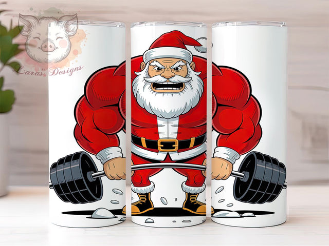 Funny Muscle Santa Tumbler, Strong Santa Art, Fitness Santa Tumbler, 20Oz Wrap Design, Christmas Sublimation, Buff Santa Theme, Funny Holiday Muscle Sublimation Lara' s Designs 
