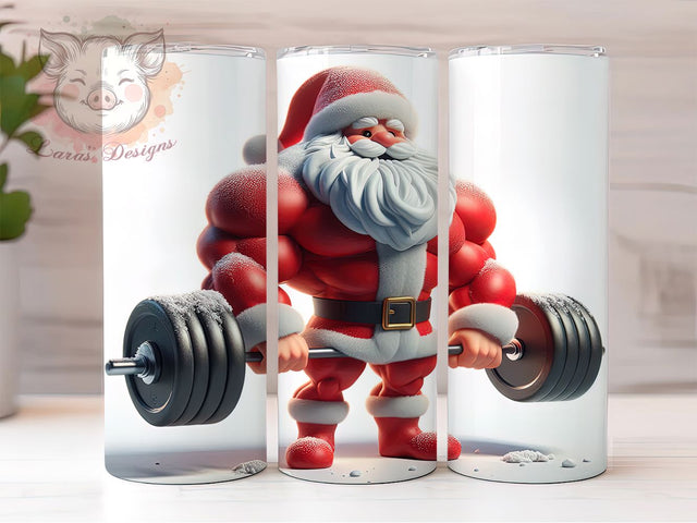 Funny Muscle Santa Tumbler, Strong Santa Art, Fitness Santa Tumbler, 20Oz Wrap Design, Christmas Sublimation, Buff Santa Theme, Funny Holiday Muscle Sublimation Lara' s Designs 
