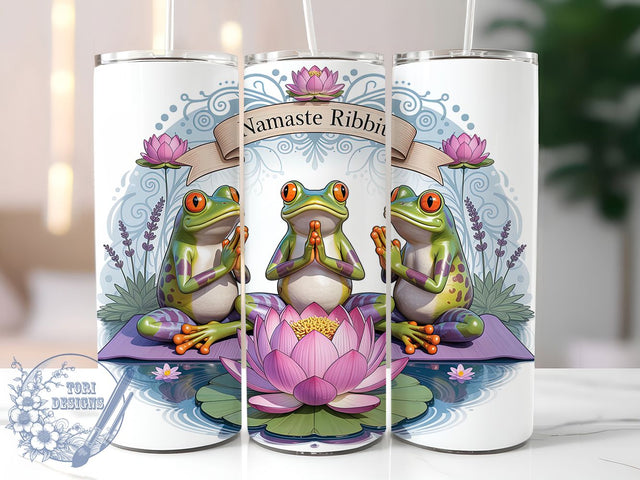Funny Namaste Yoga Frog Tumbler, Funny Animal Cup, Namaste Quote Wrap, 20Oz Sublimation Tumbler, Cute Frog Yoga Design, Mindful Gift Cup, Playful Wellness Tumbler Sublimation ToriDesigns 