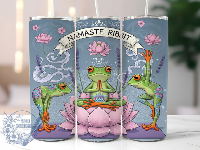 Funny Namaste Yoga Frog Tumbler, Funny Animal Cup, Namaste Quote Wrap, 20Oz Sublimation Tumbler, Cute Frog Yoga Design, Mindful Gift Cup, Playful Wellness Tumbler Sublimation ToriDesigns 